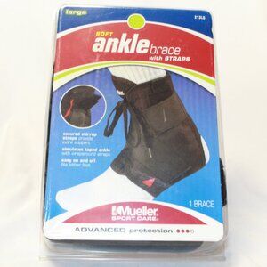 Mueller Size LARGE Soft Ankle Brace With Straps - 213LG - NIB - 1 Brace RT or LT
